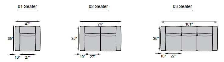 1 seater, 2 seater, 3 seater
