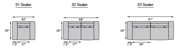 1 seater, 2 seater, 3 seater.
