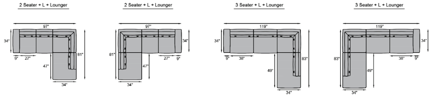 1 seater, 2 seater, 3 seater.